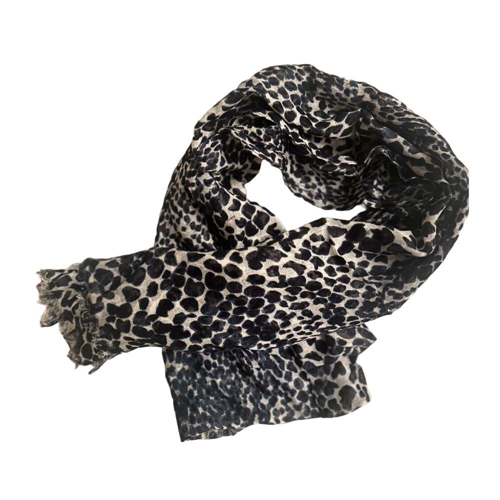 Blue and Khaki Leopard Print Scarf for Women - Lightweight Fashion Accessory - Swaggy Steals