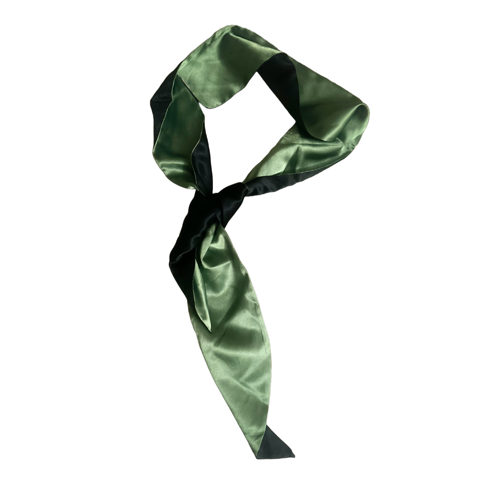 Green and Dark Green Two-Tone Satin Scarf for Women - Elegant Fashion Accessory - Swaggy Steals