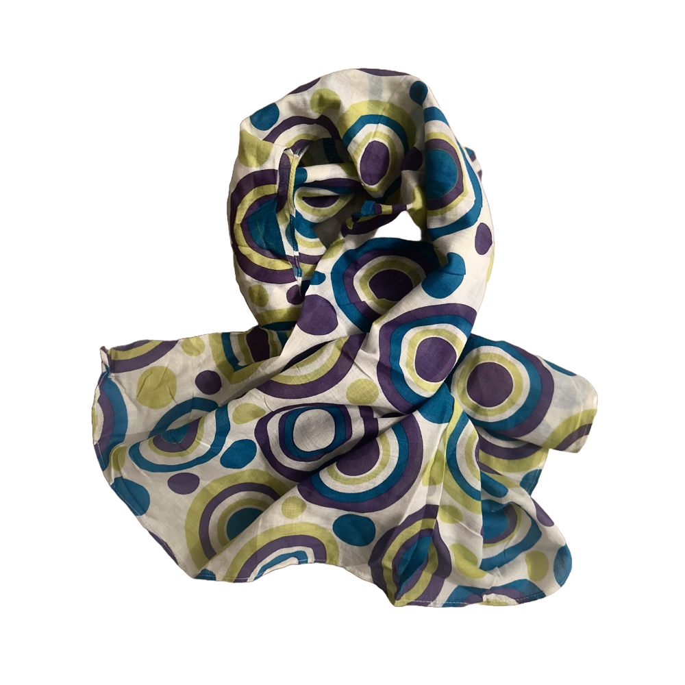 Vibrant Circular Pattern Scarf for Women - Lightweight Colorful Fashion Accessory - Swaggy Steals