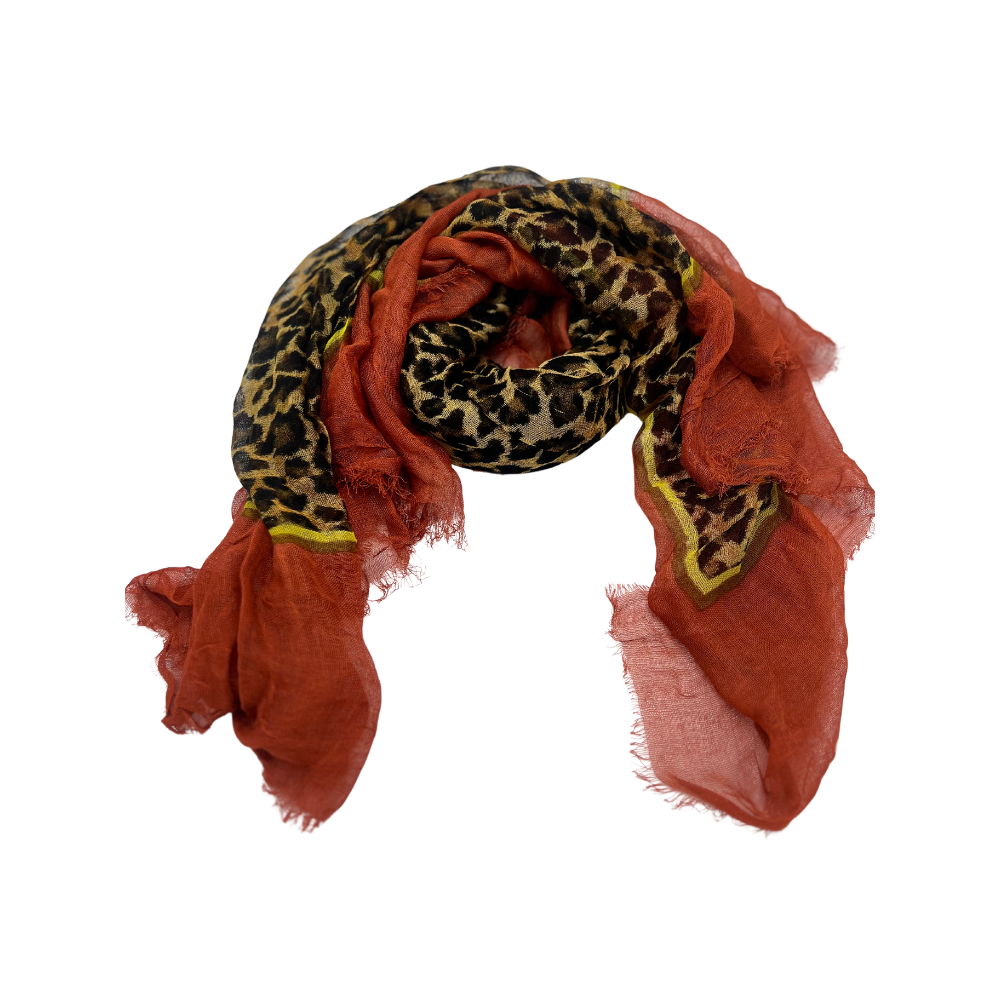 Leopard Print and Rust Scarf | Swaggy Steals - Curated Unique Finds in Fashion Accessories - Swaggy Steals