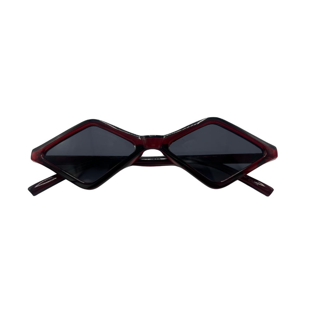 Vintage Dark Red Diamond-Shaped Sunglasses with Black Lenses | Swaggy Steals - Unique and Trendy Fashion Accessories - Swaggy Steals