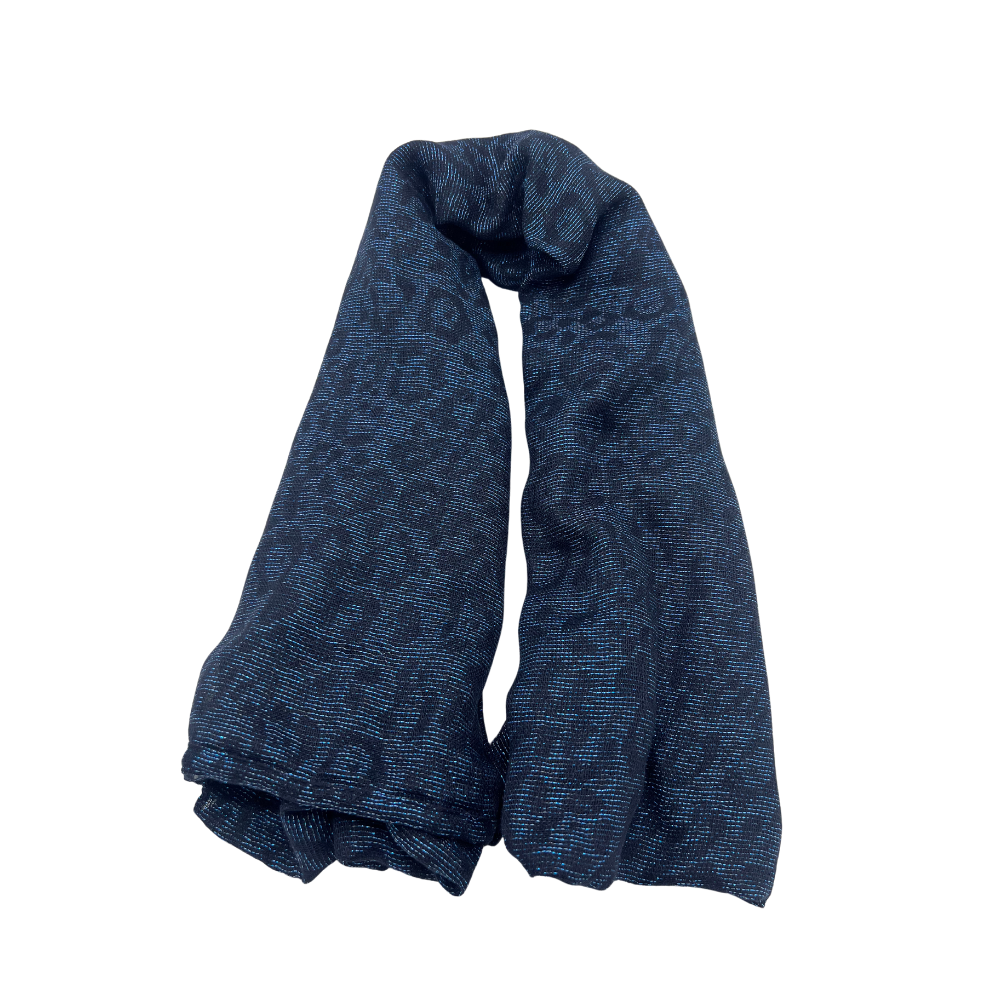 Navy Blue Leopard Print Scarf | Swaggy Steals - Curated Unique Finds in Fashion Accessories - Swaggy Steals