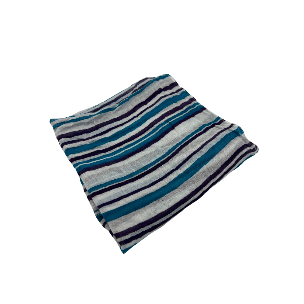 Chic Striped Blue and White Scarf - Lightweight and Versatile - Swaggy Steals