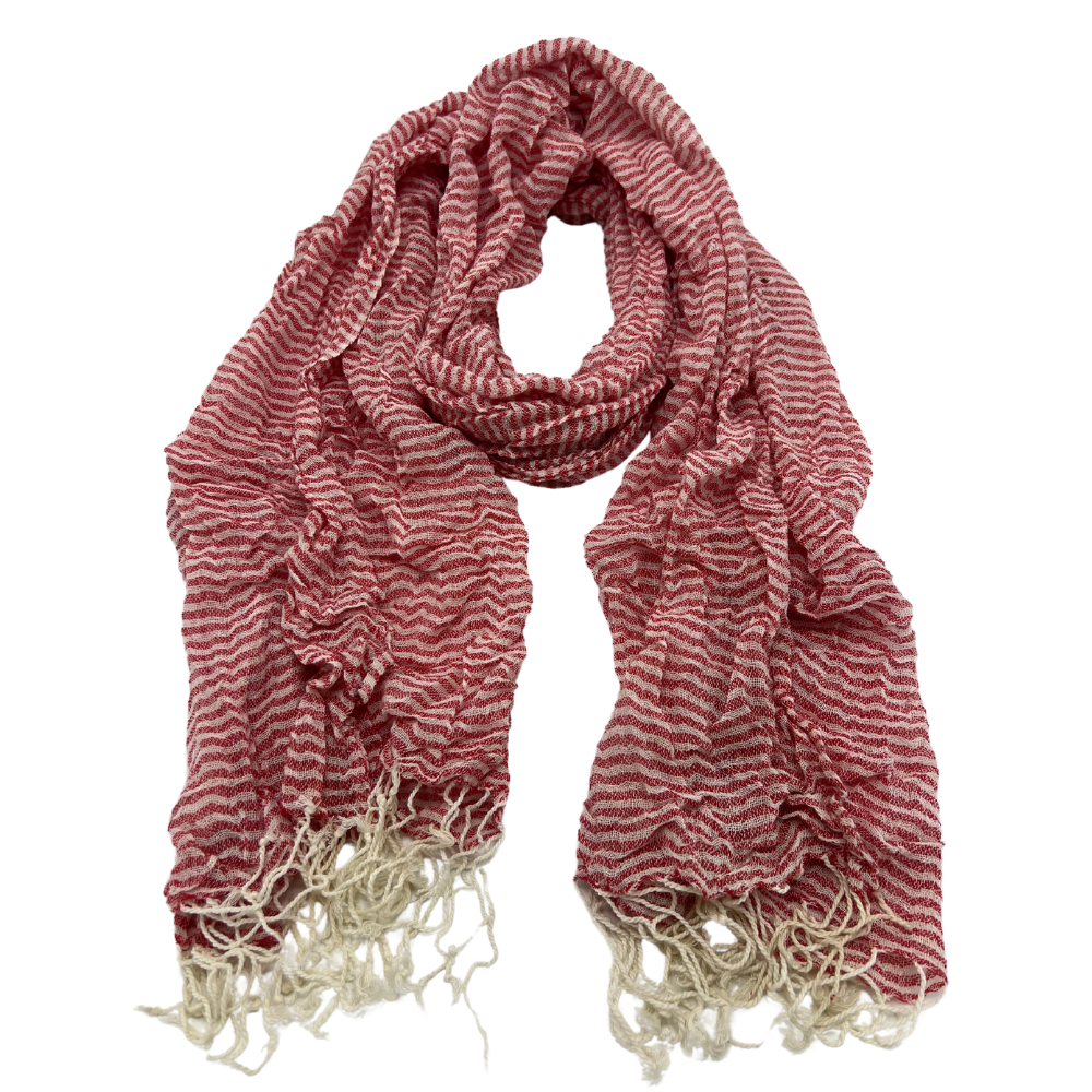 Classic Red and White Striped Scarf - Lightweight and Trendy - Swaggy Steals