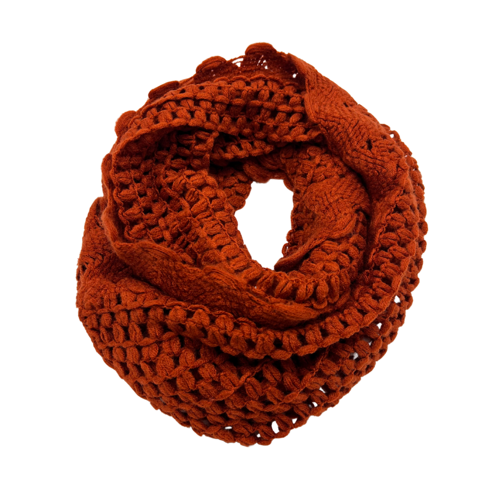 Handmade Burnt Orange Crochet Infinity Scarf - Cozy & Stylish | Swaggy Steals - Swaggy Steals