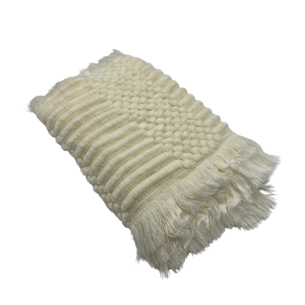 Luxurious White Textured Scarf - Elegant and Cozy Accessory - Swaggy Steals