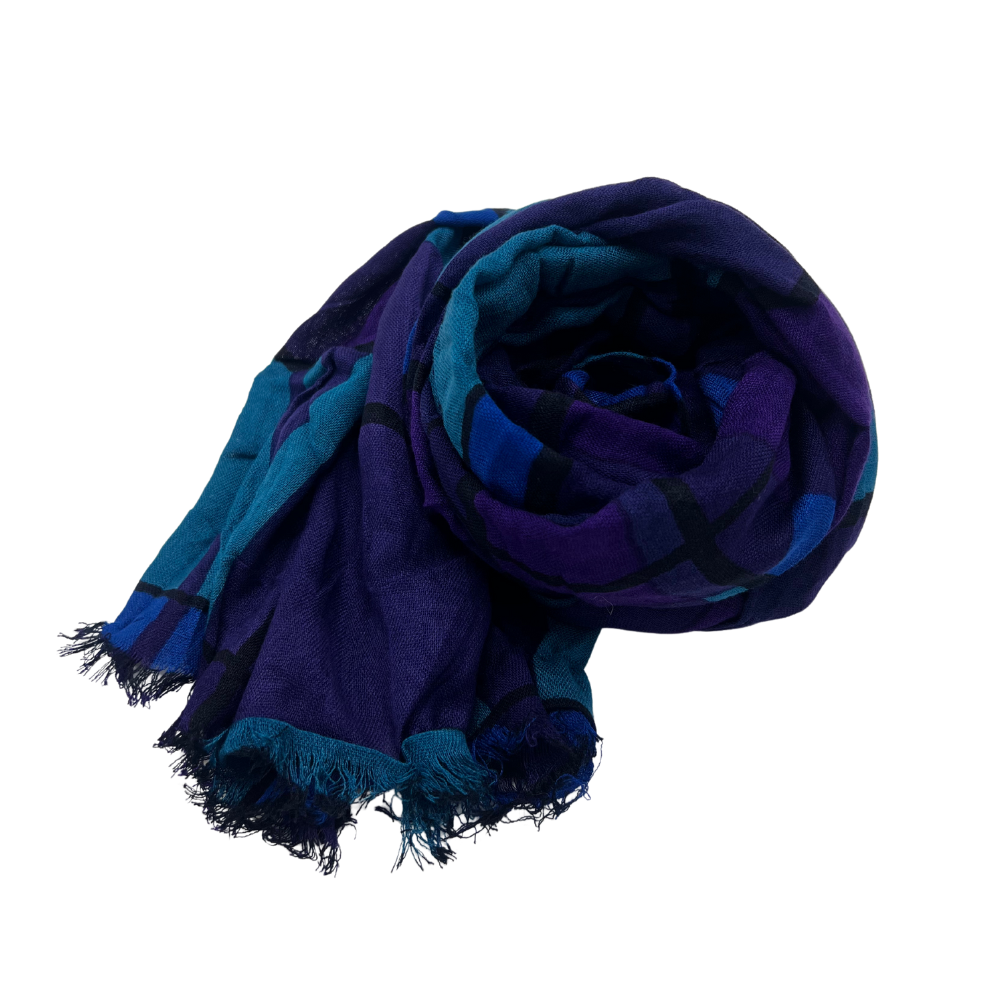 Elegant Blue and Purple Checkered Scarf - Perfect for All Seasons - Swaggy Steals