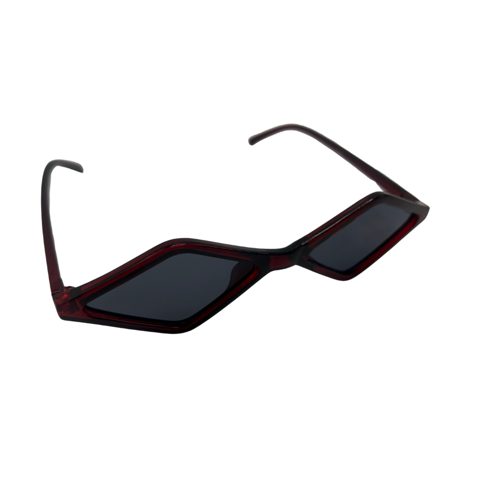 Vintage Dark Red Diamond-Shaped Sunglasses with Black Lenses | Swaggy Steals - Unique and Trendy Fashion Accessories - Swaggy Steals