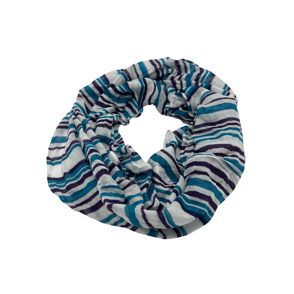 Chic Striped Blue and White Scarf - Lightweight and Versatile - Swaggy Steals