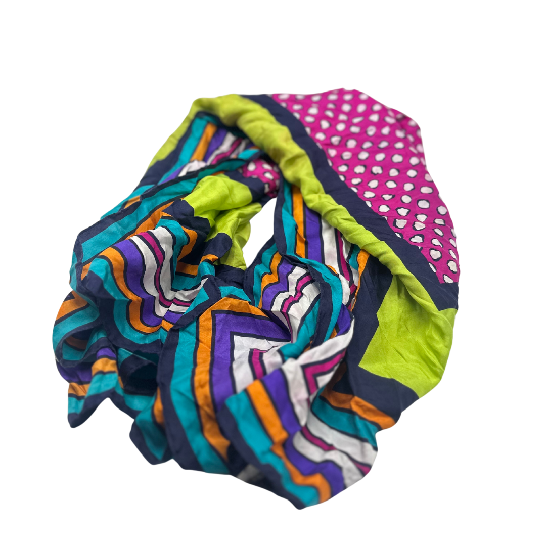 Vibrant Multicolor Silk Scarf - Bold and Playful Geometric Design