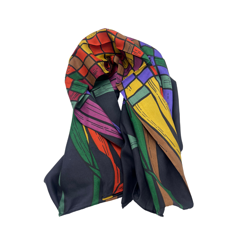 Colorful Abstract Pattern Silk Scarf | Swaggy Steals - Vibrant and Unique Finds - Swaggy Steals