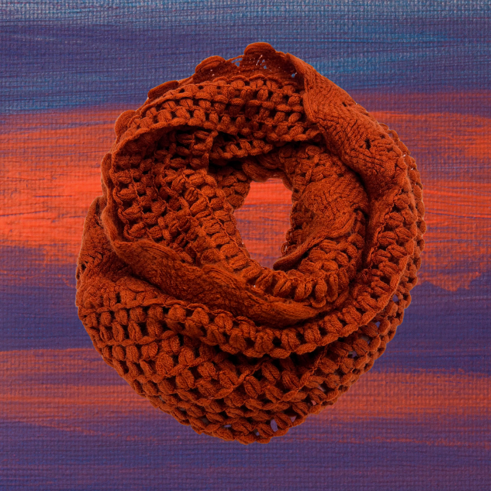 Handmade Burnt Orange Crochet Infinity Scarf - Cozy & Stylish | Swaggy Steals - Swaggy Steals