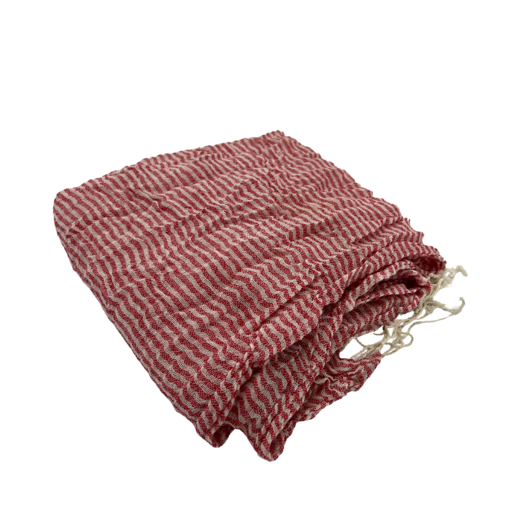 Classic Red and White Striped Scarf - Lightweight and Trendy - Swaggy Steals