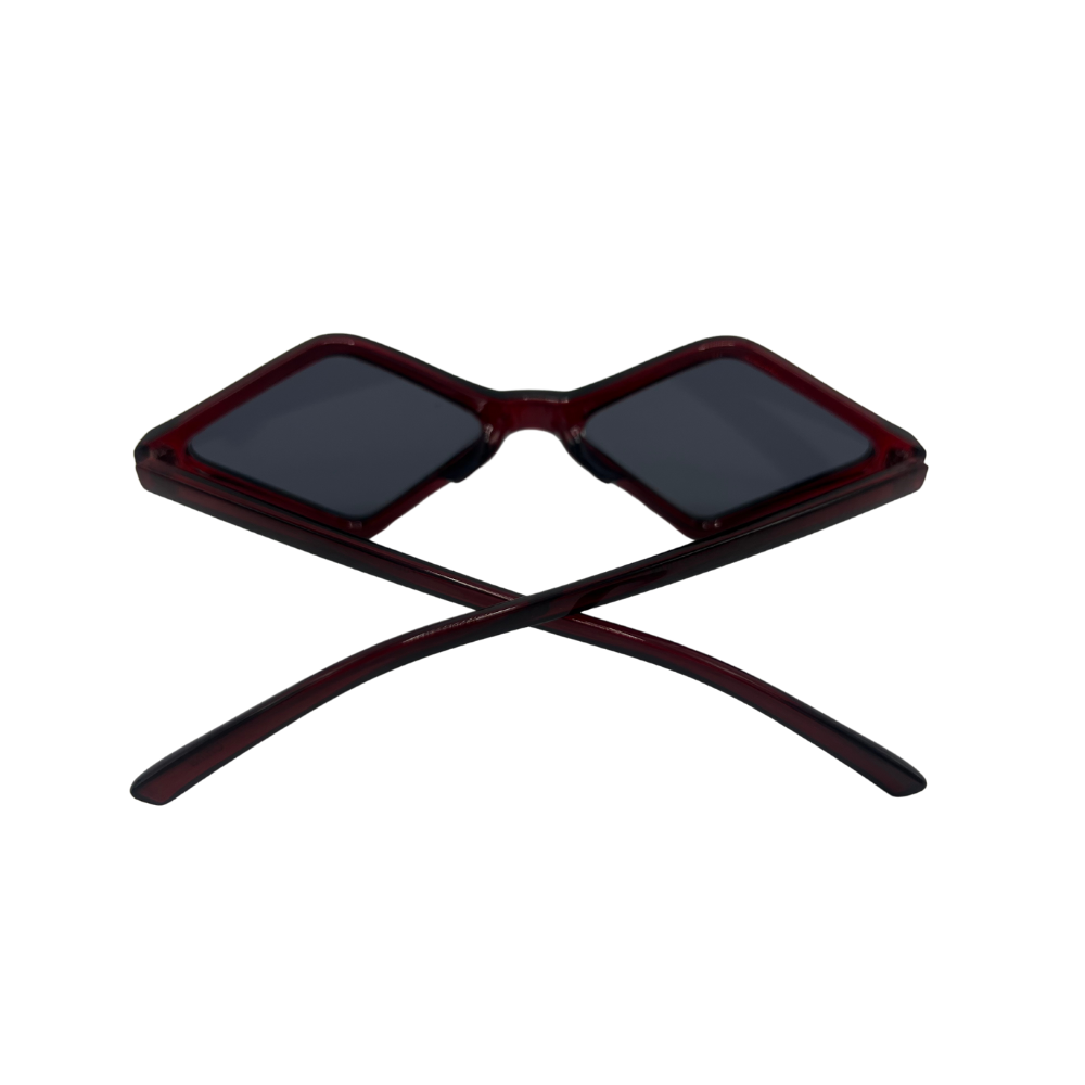 Vintage Dark Red Diamond-Shaped Sunglasses with Black Lenses | Swaggy Steals - Unique and Trendy Fashion Accessories - Swaggy Steals