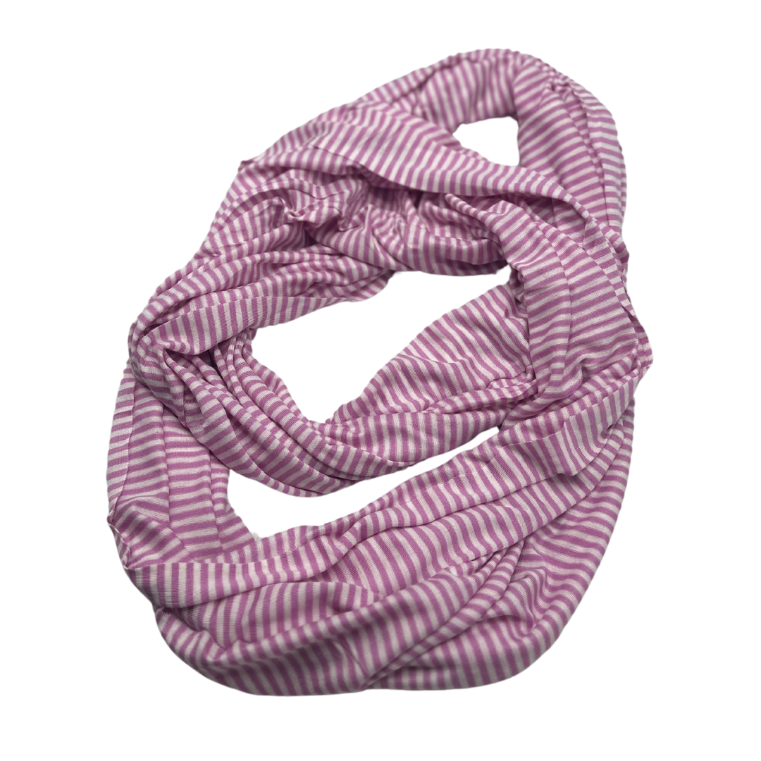 Soft Pink and White Striped Infinity Scarf - Lightweight and Stylish