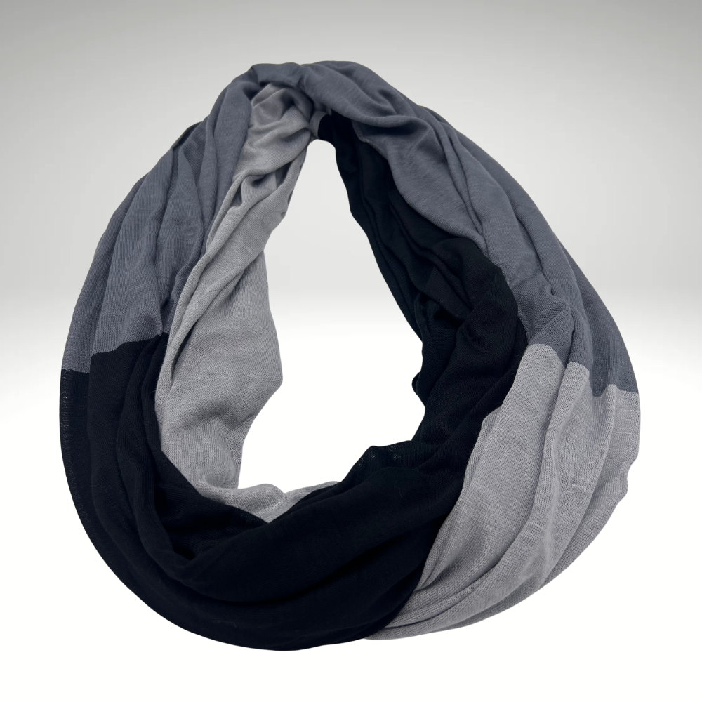 Classic Two-Tone Black and Gray Scarf - Vintage Style, Soft and Versatile - Swaggy Steals