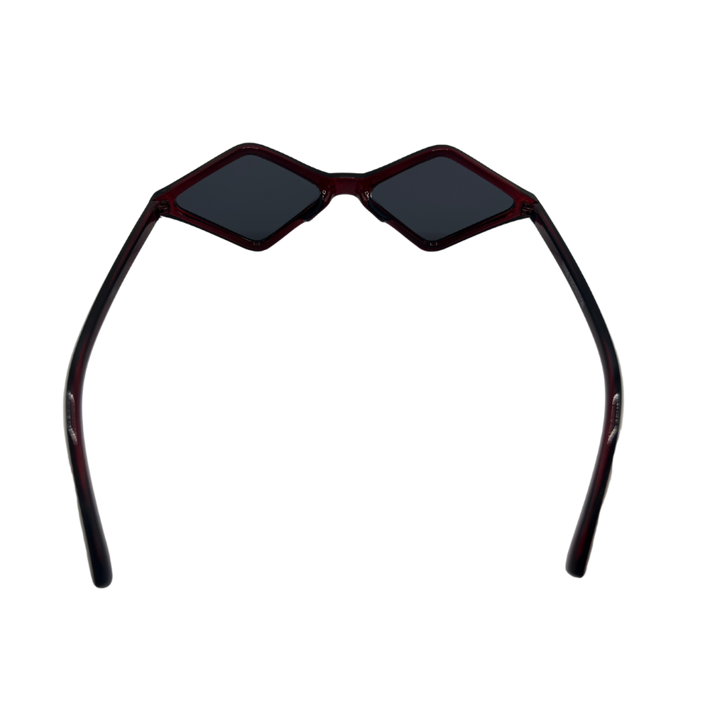 Vintage Dark Red Diamond-Shaped Sunglasses with Black Lenses | Swaggy Steals - Unique and Trendy Fashion Accessories - Swaggy Steals