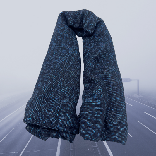 Navy Blue Leopard Print Scarf | Swaggy Steals - Curated Unique Finds in Fashion Accessories - Swaggy Steals