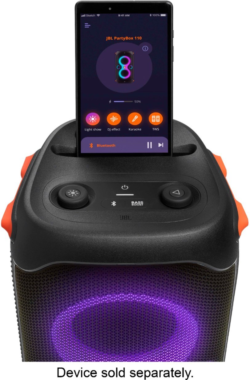 JBL PartyBox 110: Dynamic Sound, Splashproof Design, 12-Hour Playtime - Swaggy Steals