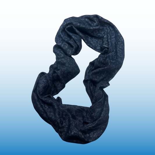 Elegant Blue and White Print Shimmer Infinity Scarf - Lightweight Fashion Accessory