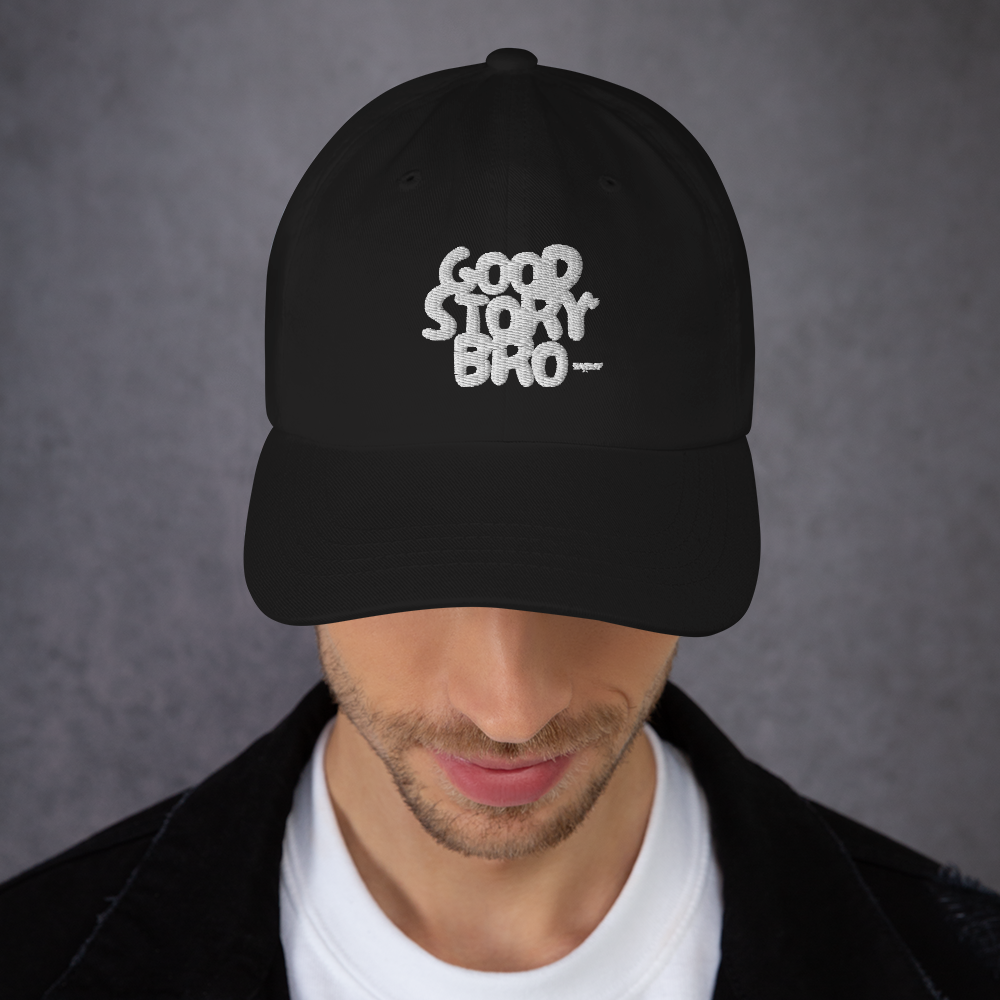 Good Story Bro Dad Hat Black and White by Swaggy Collective - Swaggy Steals