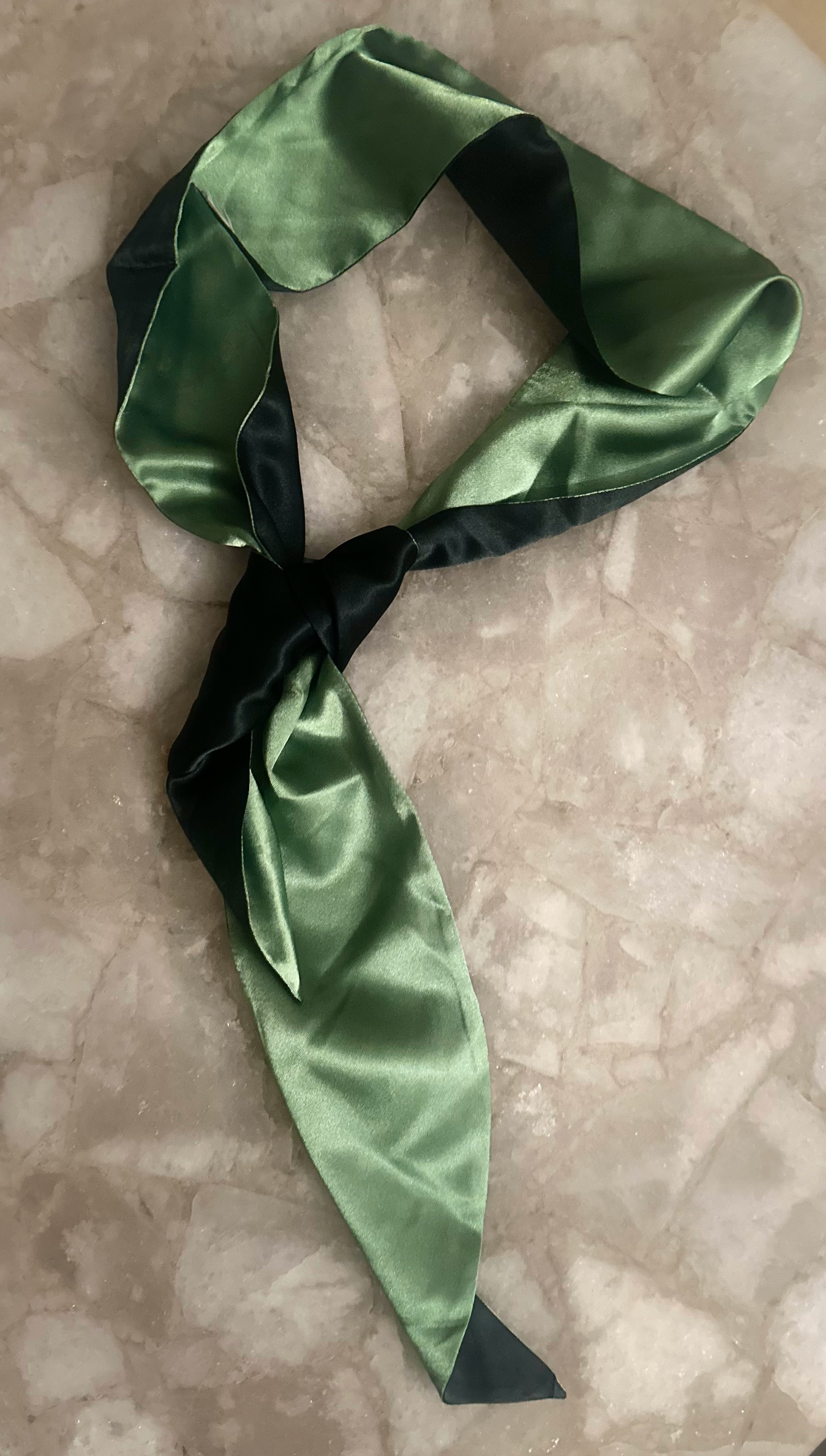 Green and Dark Green Two-Tone Satin Scarf for Women - Elegant Fashion Accessory - Swaggy Steals