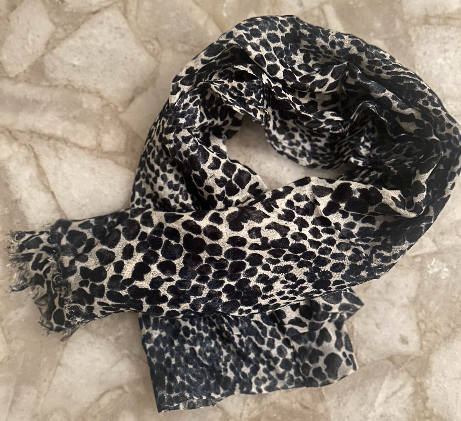 Blue and Khaki Leopard Print Scarf for Women - Lightweight Fashion Accessory - Swaggy Steals