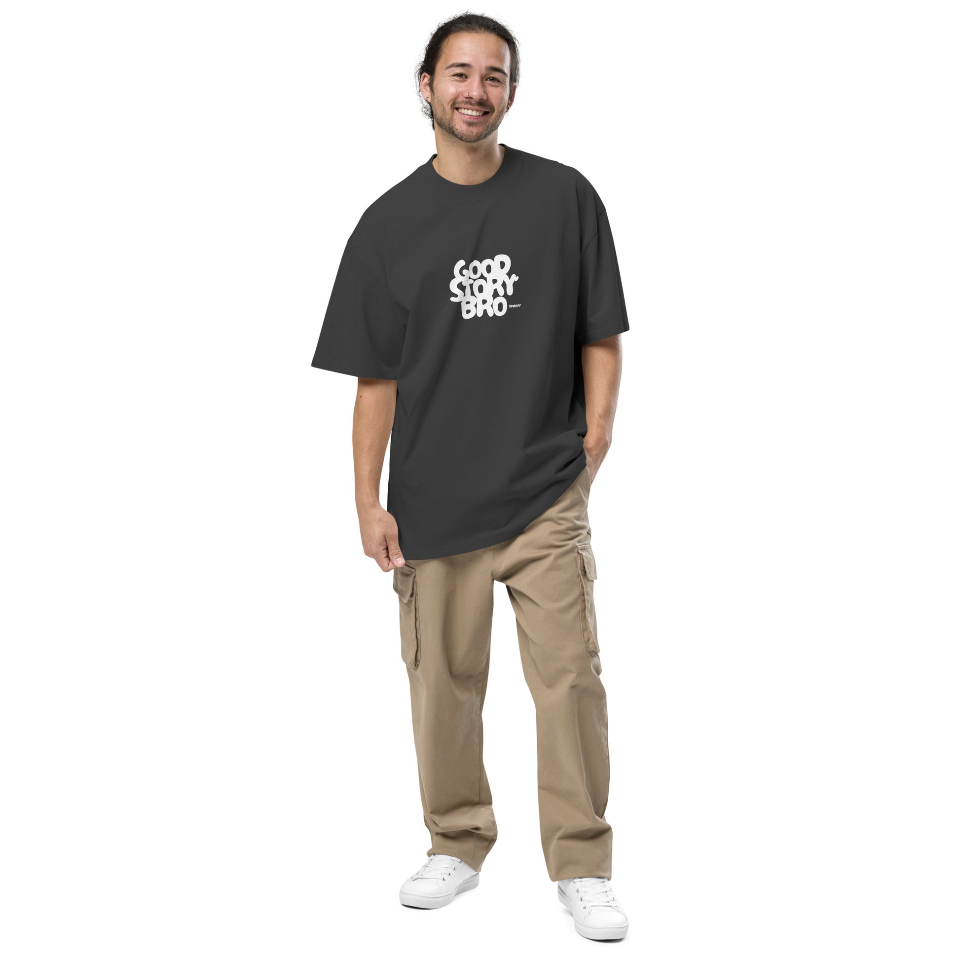 Good Story Bro oversized t-shirt Black and White by Swaggy Collective - Swaggy Steals