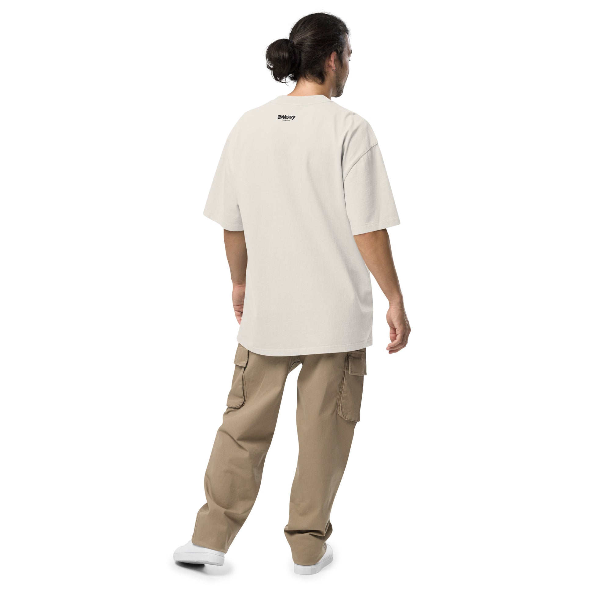 Quemado Oversized faded off white and blac kt-shirt by Swaggy Collective - Swaggy Steals