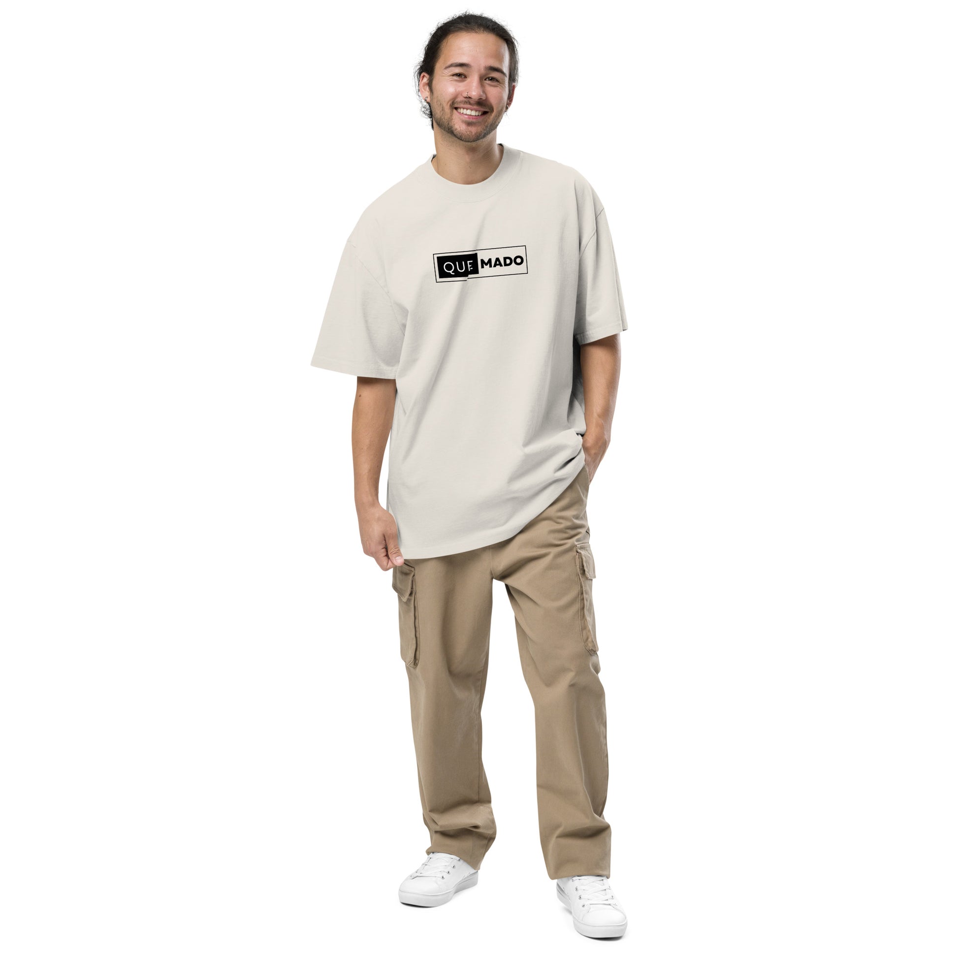 Quemado Oversized faded off white and blac kt-shirt by Swaggy Collective - Swaggy Steals