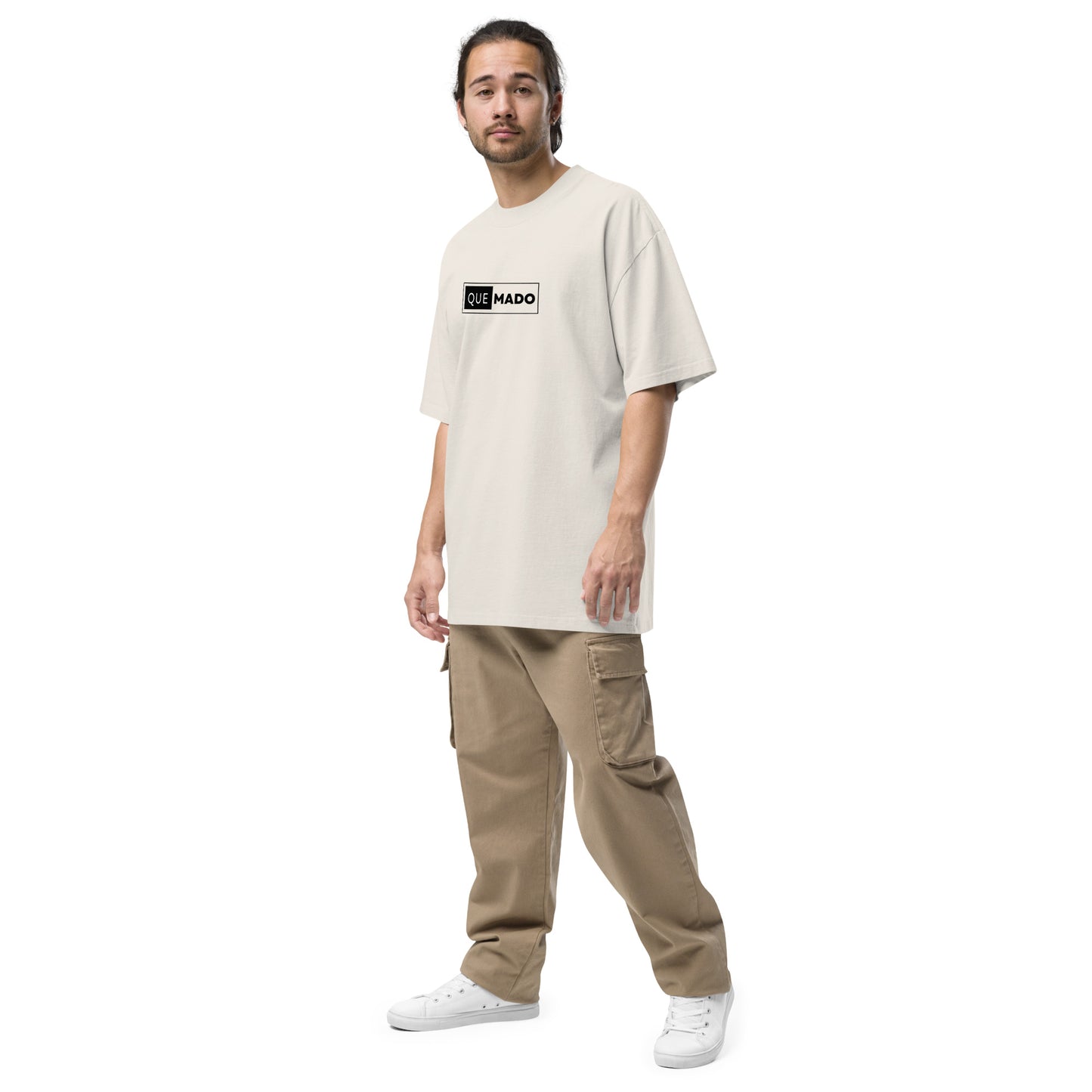 Quemado Oversized faded off white and blac kt-shirt by Swaggy Collective - Swaggy Steals