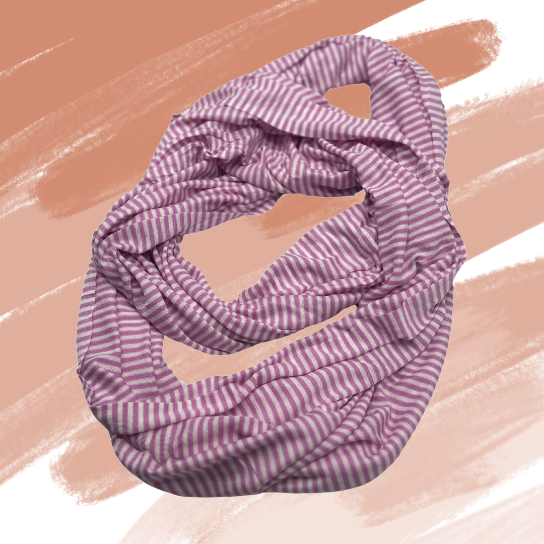 Soft Pink and White Striped Infinity Scarf - Lightweight and Stylish